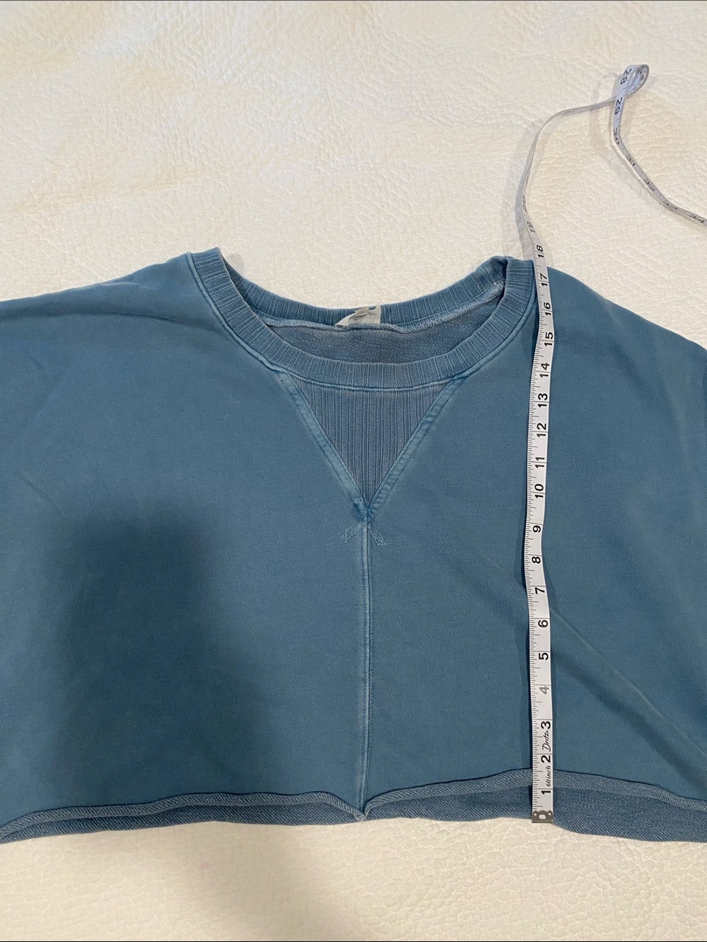 Peach Love California Vintage-Wash Teal Cropped Crew Sweatshirt
